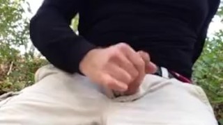 Public jerking off - Horny when hiking so I stop to jerk-off on a log and have an intense orgasm