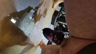 Pissing in cock sock then rubbing my dick in pee