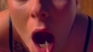 Hot Blonde In Lingerie Drinks Piss (OnlyFans @blondie_dread For Full Video)