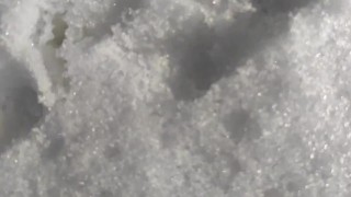 Close up cum to the snow and showing cum in the snow