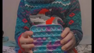Femboy plays and cums on pop-it he got for Christmas