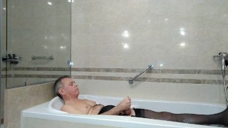 Selfie on Business Trip in Middle East Hotel - Two Episodes in Bathtub - Nylon Lingerie Studio