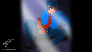 A policeman with huge dick proud of Massive ejaculation