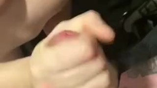 Swallowing his load after a shower