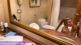 Hot latin couple ends pool day with hot fucking in hotel room. Big facial cumshot