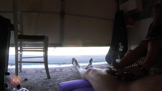 Ignoring my Footjob In Garage While on Phone