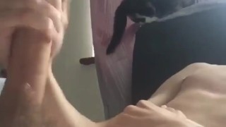 Nearly caught wanking with big cumshot 