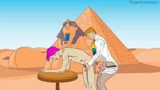 Twinks threesome outside gay cartoon