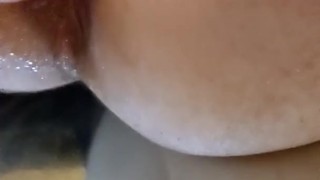 Solo male, close up dildo ride