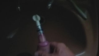 Using a clit sucker to suck the cum out of my dick