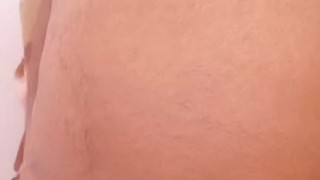 Chubby young cousin knocking one in the bedroom