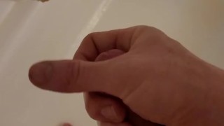 Stroking and pissing all over my shower/myself 