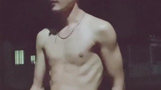 Asian Boy Exhibitionist Jerking Off Outdoors