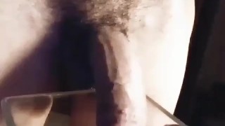 Piss Relief: Curious Storyline as Throbbing Cock Pissed in Clear vase By Black Latex