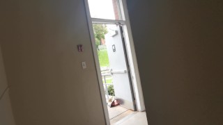 Naked Steps Outside Public Washroom Dare