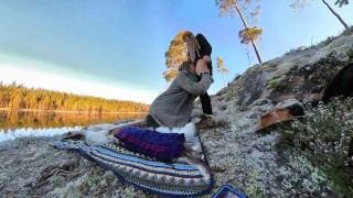 Sex on a reindeer skin next to a forest lake - RosenlundX - 60fps