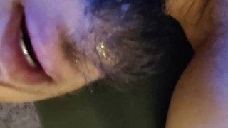 Tattooed Bear cums on his face
