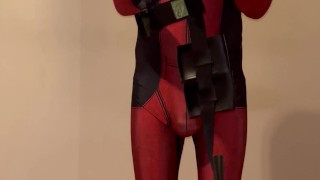 Behind the Scenes Video before JERKING OFF in a DEADPOOL costume