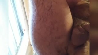 Hairy Muscle Stud Fingering Butthole and Stroking Thick Cock