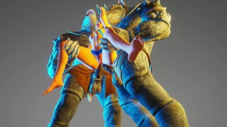TikToker and Two Furries Fuck Double Anal