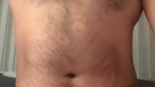 Intense Cumshot with ball play and ass play white uncut cock hairy chest stroke wank jerk masturbate