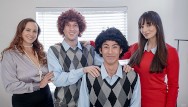 Mom Swap - Gorgeous Big Titted Milfs Help Their Spoiled Stepsons To Get Along With Each Other