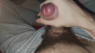 Jerking off huge cock during the night 