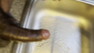 BBC Jerks Off in the Kitchen Sink Before Bed
