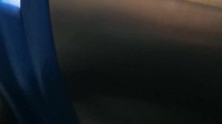 A horny guy jerks off on a public bus