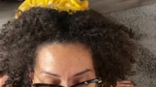 Curly haired slut gets fucked doggystyle and facialized