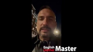 Randomised trainer as Master walks through London in full leathers PREVIEW