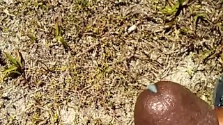 Bi black boy shooting cum in sunshine nature. healthy 