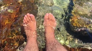 Jacking off my worn out sore feet when I came face 2 face with a shark! - Manlyfoot roadtrip