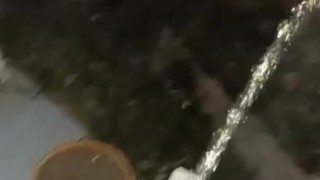 Watch me make a mess outside with my cock full of piss after a massive nut