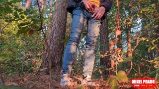 Guy pissing with big balls