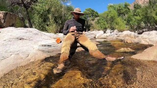 Pissing on myself and cooling off in a river after a hot day of field work