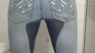 Pissing in my tight jeans