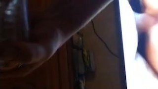 Watching porn playing with new fuck toy and cum on panties!