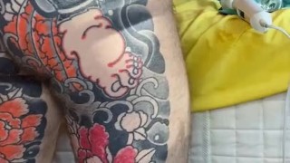 Inserting big glass dick plug into my ass