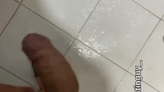 Amputee guy in shower