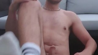 Wanking on the terrace next to neighbors
