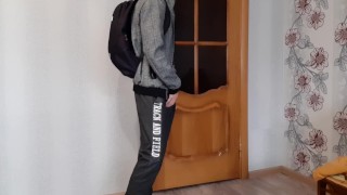 Russian horny student returned from college to his room and fucked a sex toy