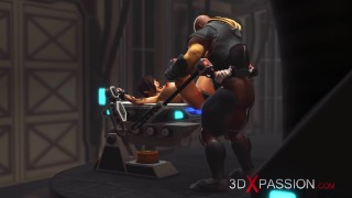 Sci-fi hardcore and a sexy cuffed hottie in the lab