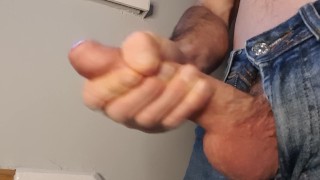 Jack off before work,nice cumshot!