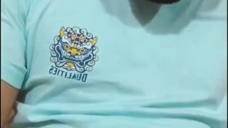 Young Latin Guy With A Big Uncut Cock Jerking With Spit And Precum Until He Cums