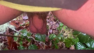 Crouched Peeing Outdoors, Accidentally Farted