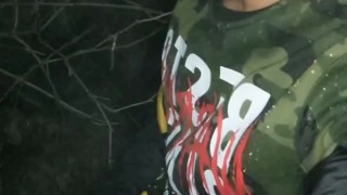 Piss with hard cock outdoor