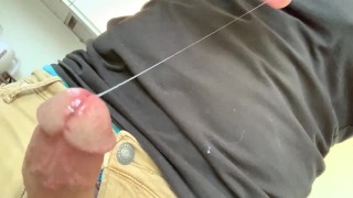 Look at all of my pre-cum on my hard, throbbing dick.