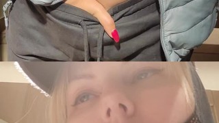 SHE CUMS IN PANTIES IN A SHOP