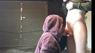 Scrawny Dicked Friend Pays For Blowjob while Heather Kane's on Her Cigarette Break